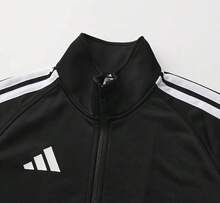 Adidas Jaket rajut kasual sporty tiga garis unisex dengan kerah tegak dan bahan yang bernapas. - Hitam dan Putih - View 10