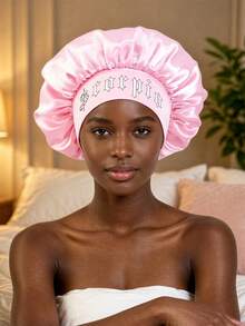 1PC 12 Zodiac Signs Personalized Satin Sleep Cap Beauty Hair Bonnet Headscarf Suitable For Daily Use - Multicolor - View 3