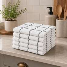 Kit 10, 5 ou 3 Pano De Prato Atoalhado Grande Copa Chef Copa Geométrico 100% Algodão - Branco - Visão 3