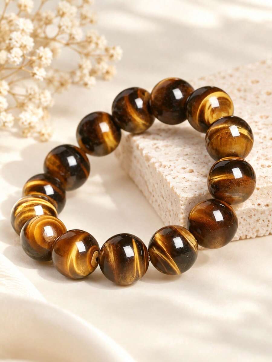 Elegant Punk Tiger Eye Stone Bracelet - Unisex, Handmade, Suitable For Yoga And Couples - Tiger Eye Stone - View 1