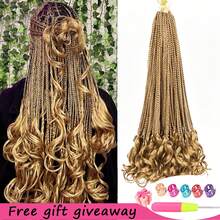 6 Paket Rambut Kepang Kotak Dewi 22 Inci dengan Ujung Keriting, Ekstensi Rambut Kepang Sintetis Pra-Loop, Kepang Boho Aneka Warna, Hadiah Alat Rambut Gratis untuk Pesta Cosplay Halloween dan Pemakaian Sehari-hari - MultiWarna - View 13