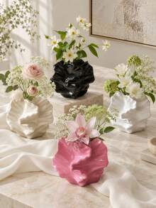 1件 Wabi-Sabi 荷葉邊不規則花瓶 抽象波浪造型花瓶 裝飾性桌面花器 適用於客廳臥室婚禮節日居家裝飾 - 摺紙 - 查看 6