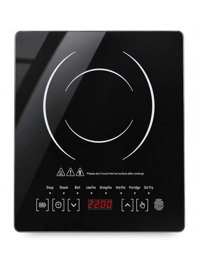 1-Burner Electric Induction Cooktop, Tempered Glass, Compact Modern Design, 8 Cooking Modes, Touch Control, 80°C-270°C Temperature, 2200W