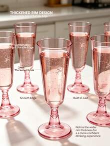 5oz Reusable Transparent Plastic Champagne Flute, Long Stem Wedding Party Cocktail Wine Glass - Random Styles - View 4