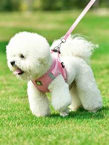 Reflective Adjustable Pet Harness And Leash Set, Breathable Mesh Cat And Dog Walking Vest, Pressure Relief Design, Suitable For All-Season Outdoor Walking - Pink - View 3