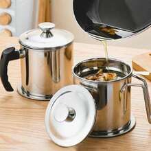 1pc Oil Filter Cup, Kitchen Oil Strainer Separator, Oil Residue Collector, Cooking Oil Organizer, Great Household Gift For Christmas, Halloween (Multiple Styles Available) - Silver - View 10