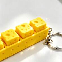 1pc New Best-Selling Cheese Mini Keyboard Press Fingertip Stress Relief Keychain, Cute Realistic Food Button Sensory Fidget Toy, Portable Backpack Charm Pendant, Christmas Holiday Party Gift - Multicolor - View 4