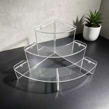 1pc Transparent Acrylic Fan-Shaped Tiered Display Stand, 3-Layer Or 4-Layer Optional, Jewelry, Figurines, Collectibles Multi-Layer Step Display Rack, Detachable Acrylic Display Storage Shelf - 3-tier Fan-shaped Display Stand - View 5