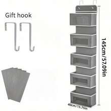 5-Tier Over-The-Door Storage Rack - 19.96Kg Weight Capacity Durable Hanging Storage Shelf, Door Hanging Storage Rack, Kitchen Door Storage Rack, Bedroom And Dressing Room Storage Rack, Foldable And Detachable Design, No-Drill Anti-Tilt Design, Multi-Functional Plastic Storage Box, Suitable For Bedroom, Bathroom, Room, Wardrobe, Kitchen, Easy-To-Clean Material - View 3