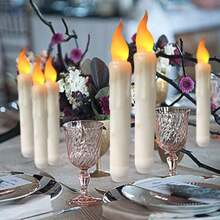 6pcs/12pcs Flameless Cone Candles Battery Operated Flickering LED Realistic Candles With Dripping Wax Effect 6.5 Inch White Twist On/Off Switch No Remote Control Suitable For Halloween Christmas Wedding Fireplace Autumn Church Vigil Decoration White/Ivory - Taper Candle - View 7