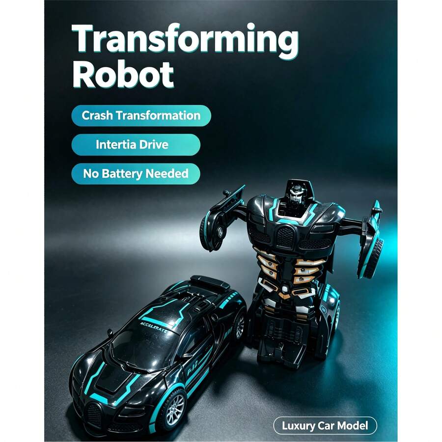 Transforming Car, Transforms Into Robot After Collision, World Famous Car Model, Clever Design, Cool Appearance, Multiple Styles Available, Cool Car Toy, Transforming Toy, Educational Toy, Toy Loved By Children, Suitable As Birthday Gift, Holiday Gift, Surprise Gift