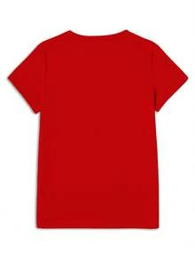 T-shirt de Noël pour femmes grandes tailles "C'était plus joyeux dans les années 90", imprimé vintage de cassette VHS usé, col rond, manches courtes, coupe ample, top pour fête de fin d'année - Rouge - Voir 2