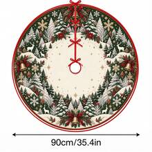 1pc Snowy Forest Deer Pattern Christmas Tree Skirt, Elegant Color Holiday Decor, 5 Sizes, Unisex Holiday Gift, Suitable For Home And Party Christmas Home Decoration - Snowy Forest Reindeer - View 12