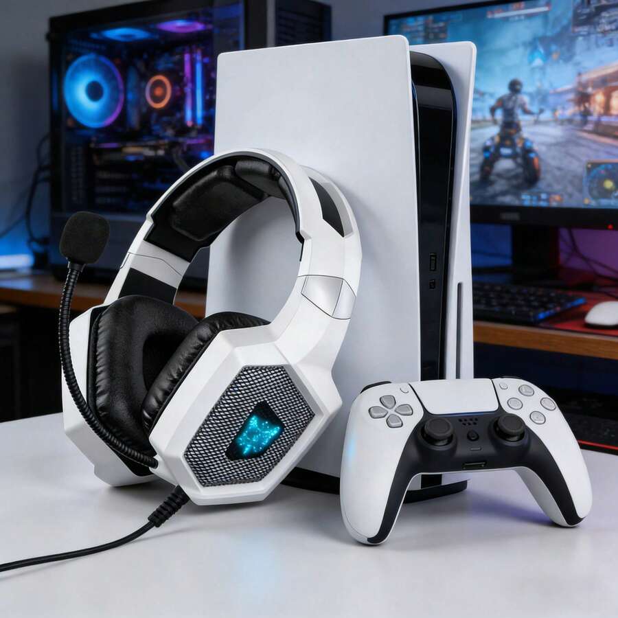 ONIKUMA K8 Gaming Headset With Flexible HD Microphone, RGB Lighting, Surround Stereo, Wired Over-Ear Headphones For PC Gaming
