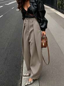 Autumn/Winter Casual Oversized Blazer & Trousers Urban Style Office Date Commute Versatile - Grey-brown - View 4