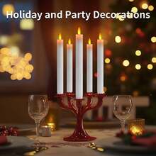 Realistic Wax-Like Flameless Taper Candles With Remote Timer, LED Flickering Candle Holders, Battery Operated Candles With Base, 9.8 Inch, Home Christmas Wedding Celebration Decor, White/Ivory, 6pcs/12pcs - Taper Candle - View 9