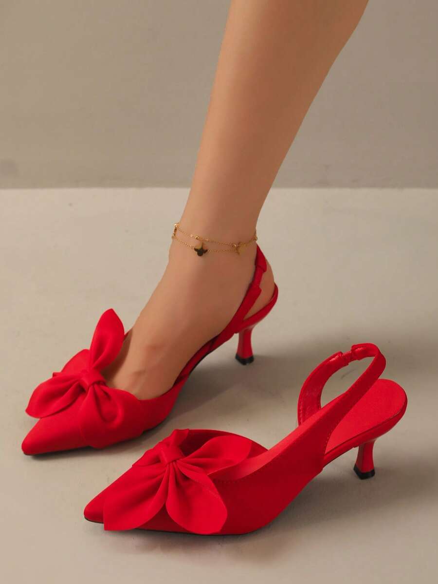 New French Style High Heel Closed Toe Sandals, Spring Elegant Flat Shoes, Pointed Toe Backless Shoes, Gentle Evening Look