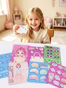 1 Buah Buku Aktivitas Stiker Boneka Kertas Modis DIY untuk Anak Perempuan, Mainan Stiker Boneka Kertas Modis yang Dapat Digunakan Kembali untuk Anak Perempuan, Mainan Kerajinan Aktivitas Edukasi Keterampilan Motorik Halus, Hadiah Ulang Tahun dan Natal untuk Anak Usia 3+ Tahun - MultiWarna - View 10