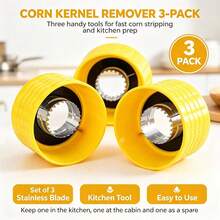 Corn Peeler Tool, Stainless Steel Corn Stripper, Corn Kernel Remover, Corn Shelling Device - Yellow - View 4