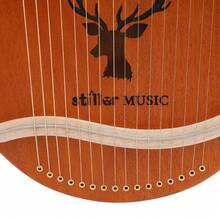 RainWeel Harfe 16 Metallsaiten Mahagoni Harp mit Stimmschlüssel Vintage Instrument Leier Harfe Mahagoni Korpus Runder Rand Angenehmer Klang+Stimmschlüssel Saiten - Braun - Übersicht 10