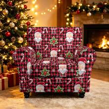 1pc Christmas Print Elastic 5-Piece Chair Cover Single Seat Dust-Proof Living Room Bedroom Sofa Cover All Season Universal Removable Washable - Multicolor - View 11