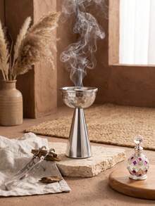 Hammered Tall Pedestal Metal Incense Burner, Modern Light Luxury Style Bakhoor Burner, Can Be Used As Aroma Diffuser, Ideal For Home Decor, Room Decoration, Parties & Holidays, Living Room Centerpiece, Office, Yoga Space, Best Gift - Multicolor - View 4
