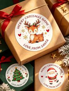 Personalized Christmas Stickers, Customized Name Gift Tags, Santa Claus Gift Tags, Holiday Packaging Stickers, Christmas Eve Gift Box Labels, Holiday Parcel Decoration, Gift Wrapping Accessories, Holiday Party Supplies, Christmas Gift Tags - Multicolor - View 8
