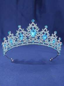 1pc Minimalist Queen Crown Bridal Party Wedding Jewelry... - Baby Blue - View 1