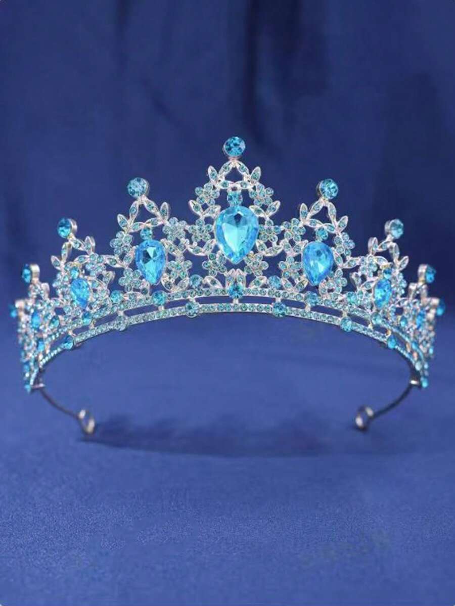 1pc Minimalist Queen Crown Bridal Party Wedding Jewelry... - Baby Blue - View 1