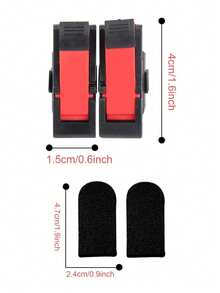 1 Pair Of Game Buttons + 2 Pairs Of Sweat-Proof Finger Sleeves, Mobile Game Finger Sleeves To Assist Buttons, Mobile Game Competition Assistance Kit, Mobile Game Controller Trigger, Automatic Mobile Game Accessory, Sensitive Finger Trigger. - Black - View 3