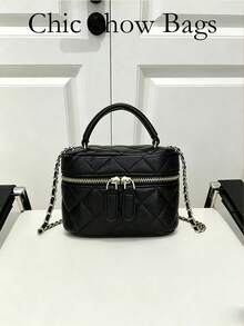 Lightweight Mini Handbag,Small Women Tote Bag,Rhombus Stitching Bag,Shoulder Bucket Bag-For Office,Campus,Commuting,Outdoor Activities,Travel,Outings - Black - View 11