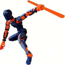 T13 Lucky Robot Articulated Action Figure, Poseable Multi-Joint Robot Toy With Sword Accessories, Movable Humanoid Model For Creative Posing, Desk Display And Collecting - Multicolor - View 9