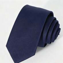 1PC Men's Fashion Solid Color Suit Fabric Dark Blue Tie Suitable For Business Daily Matching - Navy Blue - View 3