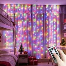 1PC Multicolor Curtain String Lights, LED Decorative Lights, Hanging Fairy String Lights, 8 Lighting Modes, For Wedding, Home, Bedroom, Outdoor, Wall, Garden, Party Decoration - Curtain Lights - View 11