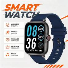 QAGSFLC [SmartWatch]中性智慧手錶，舒適矽膠錶帶，支援通話、訊息通知、音樂控制、鬧鐘，180mAh電池，1.83吋全螢幕觸控螢幕，相容 Android 與 iOS 系統，運動風，適合世界盃派對 - 彩色 - 查看 4