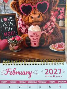2027 Calendar Highland Cow Theme 12 Unique Exquisite Monthly Planner Schedule Display, Birthday Home Indoor Decor Accessory, Christmas Gift, New Year Gift - Multiple Styles - View 4
