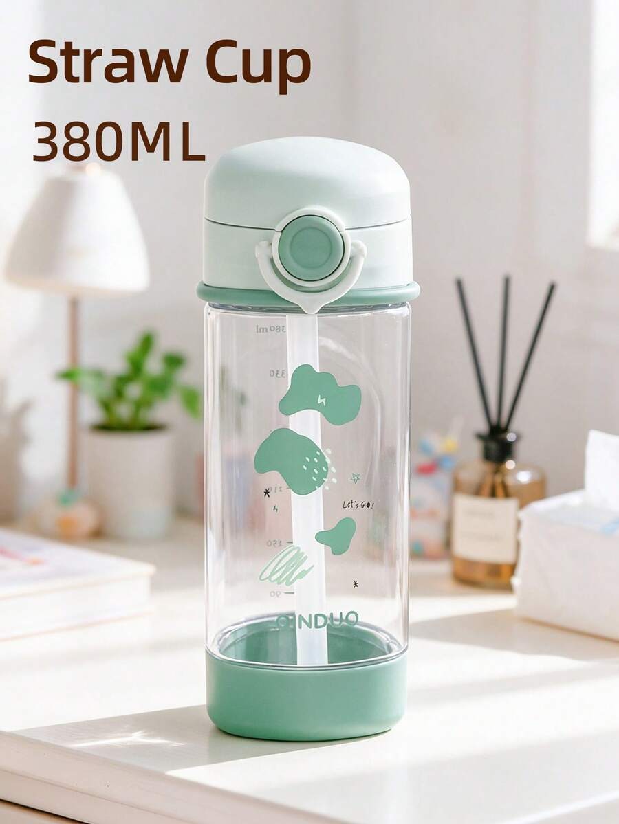 1個 380ml 兒童吸管杯,學生水壺,可鎖定防漏耐用 Tritan 材質,附刻度與手把,適合日常使用,可愛禮物 - 清爽綠 - 查看 1