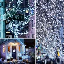1 String 20/50/100/200 LED Solar String Lights, Green Wire 8 Modes, Outdoor Decor For Christmas, Wedding, Garden, Party, Halloween, Purple/Warm White/White/Multi-Color - Solar String Lights - View 4
