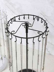 2/1pc Detachable Wrought Iron 23-Hook Large Capacity Rotating Jewelry Display Rack, Creative European Style Necklace Storage Stand, Daily Home Jewelry Organizer - Removable Rotating Iron Storage Rack - View 4
