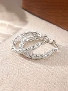 1 Pair Women's Elegant Hoop Earrings, Suitable For Weddings, Engagements, Anniversaries, Parties, Valentine's Day Gift - 4# - View 3