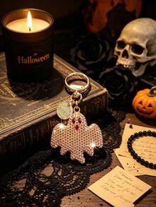 Halloween Themed Funny Bat & Ghost Keychain, Unique Ghost Bag Charm, Fashionable Creative Floating Style Car Key Accessory - Multicolor - View 8
