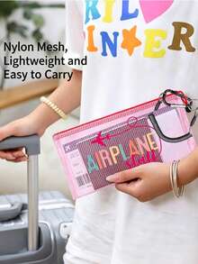 Holiday Travel Organizer Bag, Anti-Theft Chain Wallet, Passport Holder, Cable Organizer, Cosmetic Bag, Coin Purse, Mesh Design For Easy Access - Multicolor - View 6