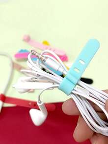 10pcs Multi-Color Mixed Silicone Earphone Cable Ties, Cable Organizer For Earphone Cable, Power Cable, Charging Cable - A - View 6