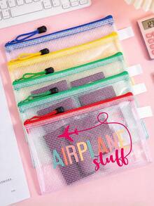 Holiday Travel Organizer Bag, Anti-Theft Chain Wallet, Passport Holder, Cable Organizer, Cosmetic Bag, Coin Purse, Mesh Design For Easy Access - Multicolor - View 4