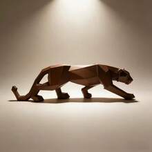 Cross-Border New 3D Printed Geometric Style Cheetah Figurine Ornament, High Detail Texture Decorative Statue, Creative Desktop Decor, Modern Minimalist Home Decor, Artistic Desktop Ornament, Home Gift - Multicolor - View 2