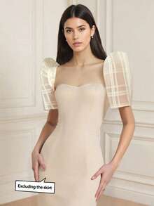 Modern Filipiniana Blouse With Butterfly Sleeves, Detachable Sleeves For Women, Birthday Party, Vacation - Apricot - View 5