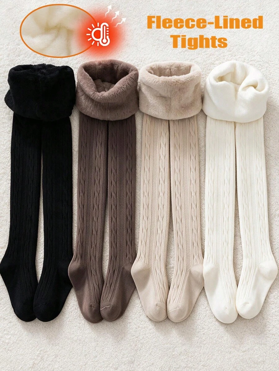 [Autumn/Winter]1/4 Kids/Thermal Tights Thermal Lined Leggings Solid ...