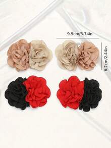 2026 New Dual-Color Patchwork Bubble Crepe Handmade Rolled Flower High Heel Shoe Flower Suitable For Corsage Shoe Flower Handmade DIY 3D Floral Decoration Accessories - Red and Black - View 5