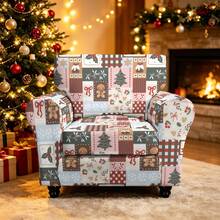 1pc Christmas Print Elastic 5-Piece Chair Cover Dust-Proof Living Room Bedroom Sofa Cover All-Season Universal Removable Washable - Multicolor - View 7