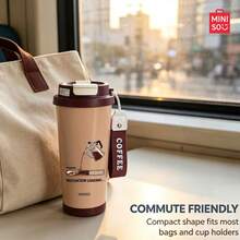 MINISO Water Cup, Coffee Cup, Simple And Elegant, 530ML Coffee Cup, With Straw, New Autumn And Winter Insulated Model Valentine's Day Gift. - Coffee Brown - View 5
